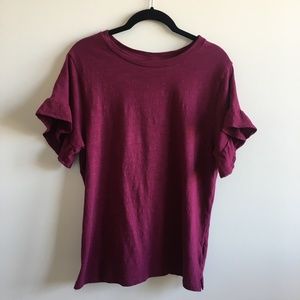 Old Navy Wine Ruffle Sleeve Shirt